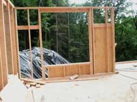 Framing on east wall of the main floor